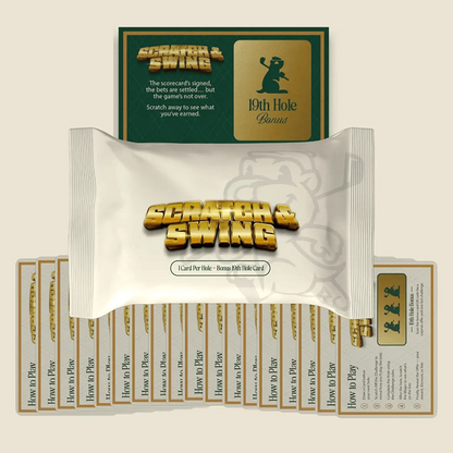🏌🎁 Golf Scratch & Swing – Scratch-Off Golf Challenge Card Game | 3 Packs Included (57 Total Cards)