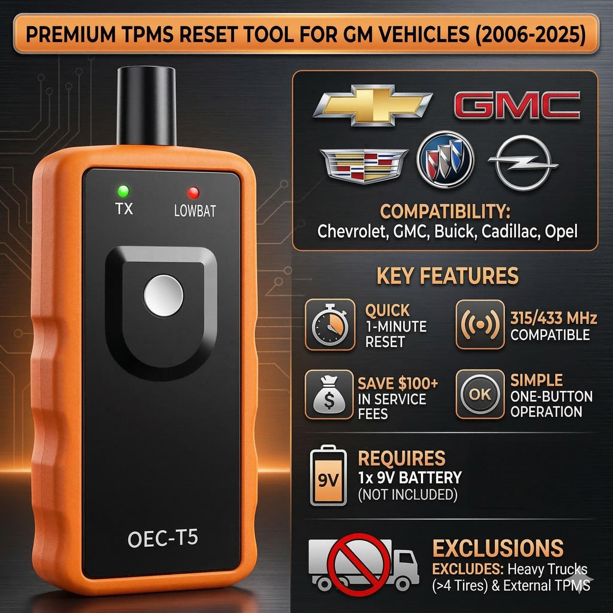 EL-50448 TPMS Relearn Tool for GM Tire Sensor TPMS Reset Tool Tire Pressure Monitor system Activation Tool OEC-T5
