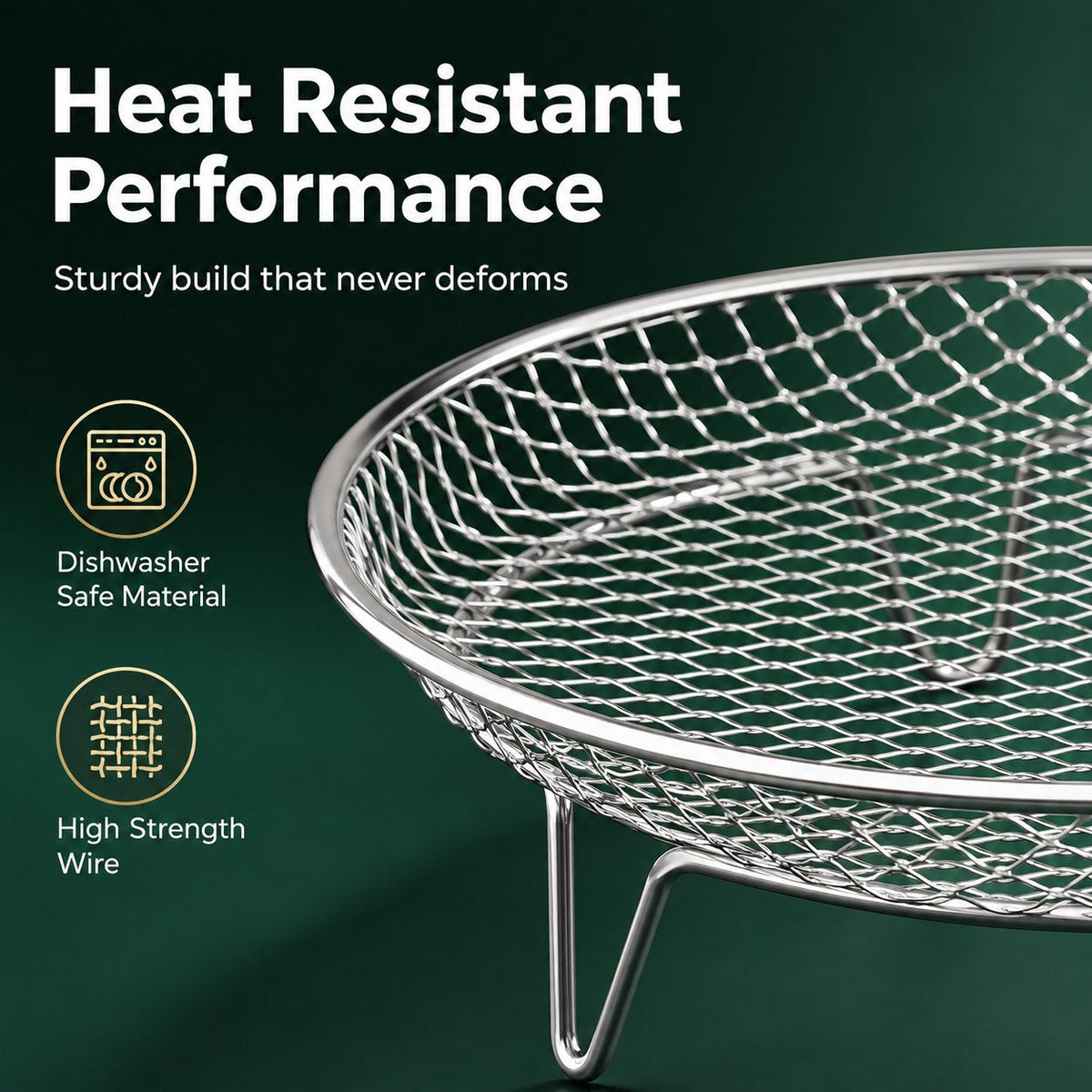 🔥Stainless steel air fryer rack with raised oil drain basket and multi-level mesh grill rack