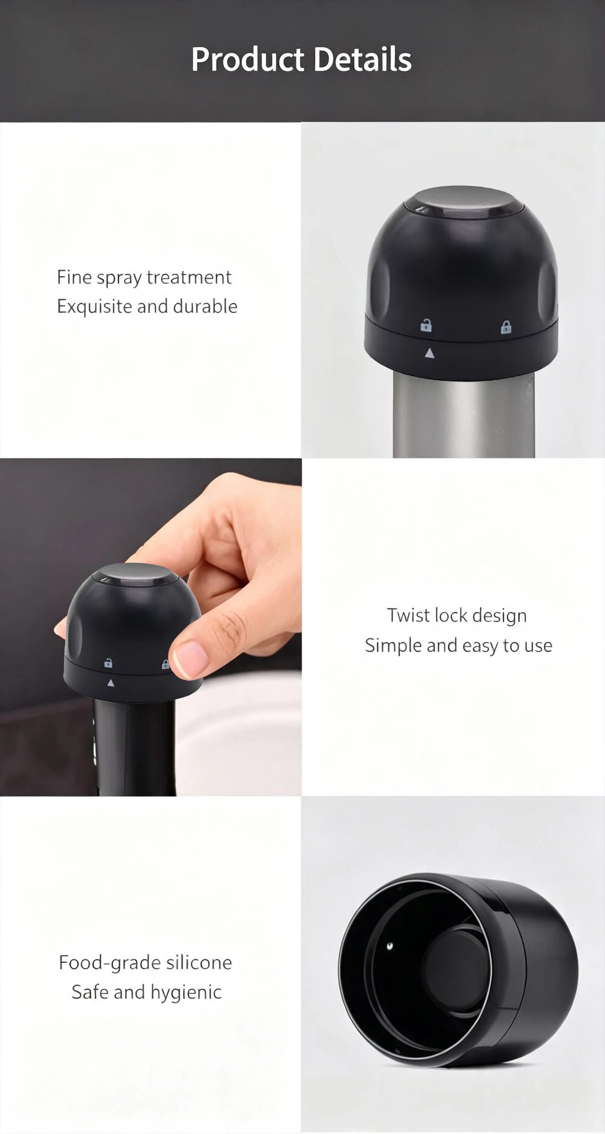 🔥 Silicone-sealed Wine, Beer and Champagne Stopper