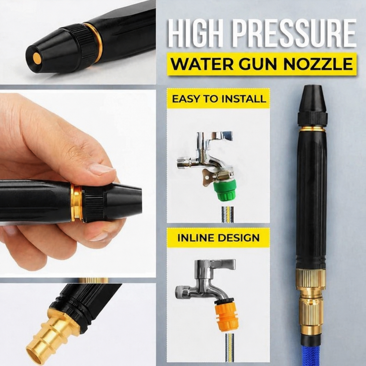 🔥High-Pressure Car Wash Water Gun Booster Nozzle Garden & Auto Dual Use Power