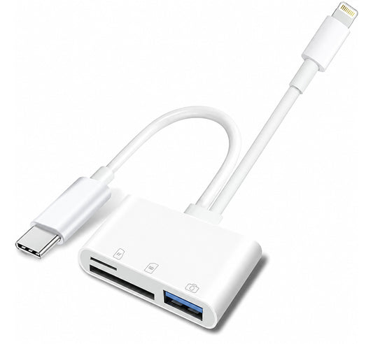 Apple Dual-Interface (USB-C & Lightning) SD/TF Card Reader and USB Adapter