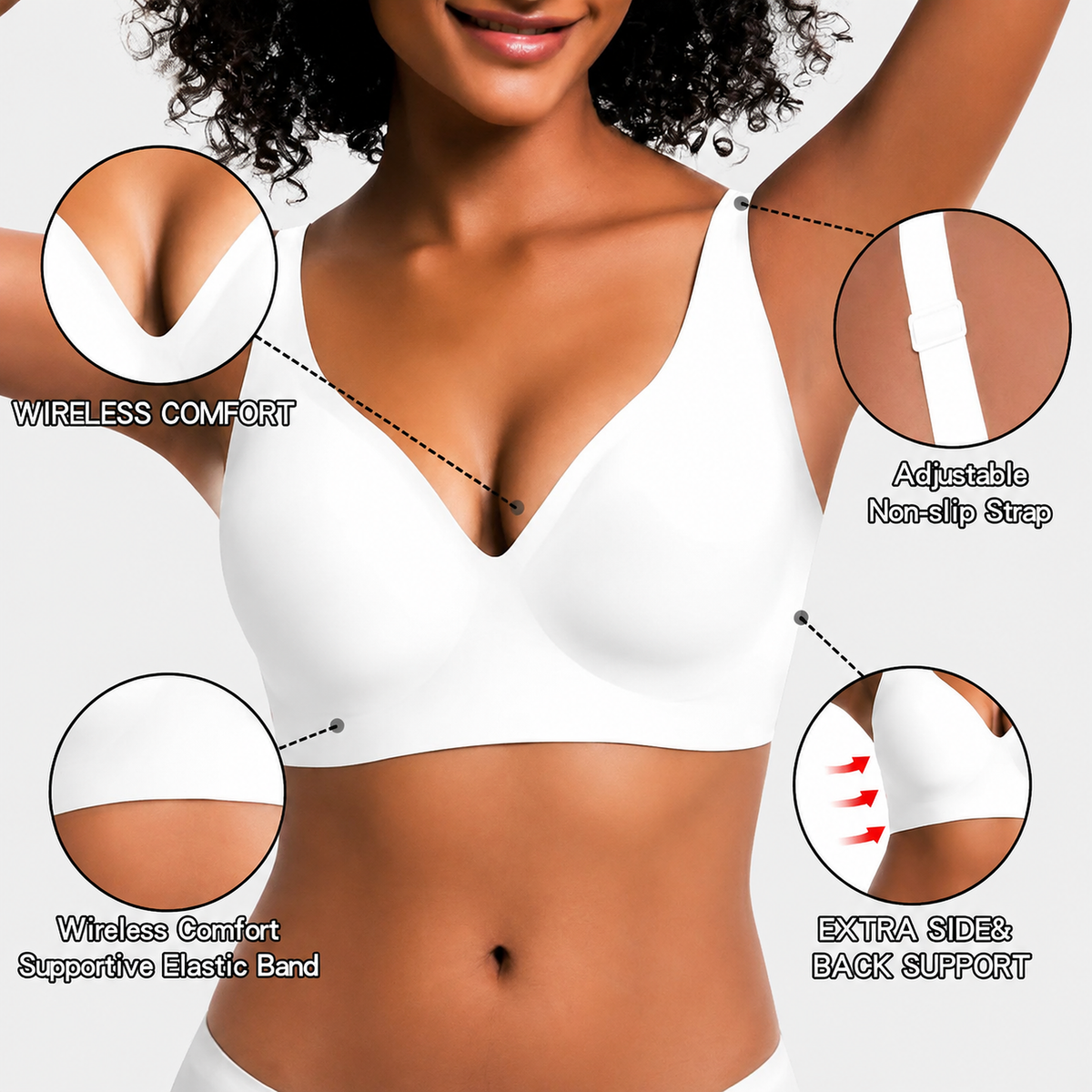 🎁🔥Womens Comfortable Wireless Bras Push Up Bralettes Seamless Tshirts Bras Deep V Everyday Bras