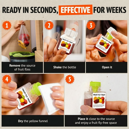 Ultra-Strong Fruit Fly Trap - User Friendly (Up to 3 Weeks per Bottle)