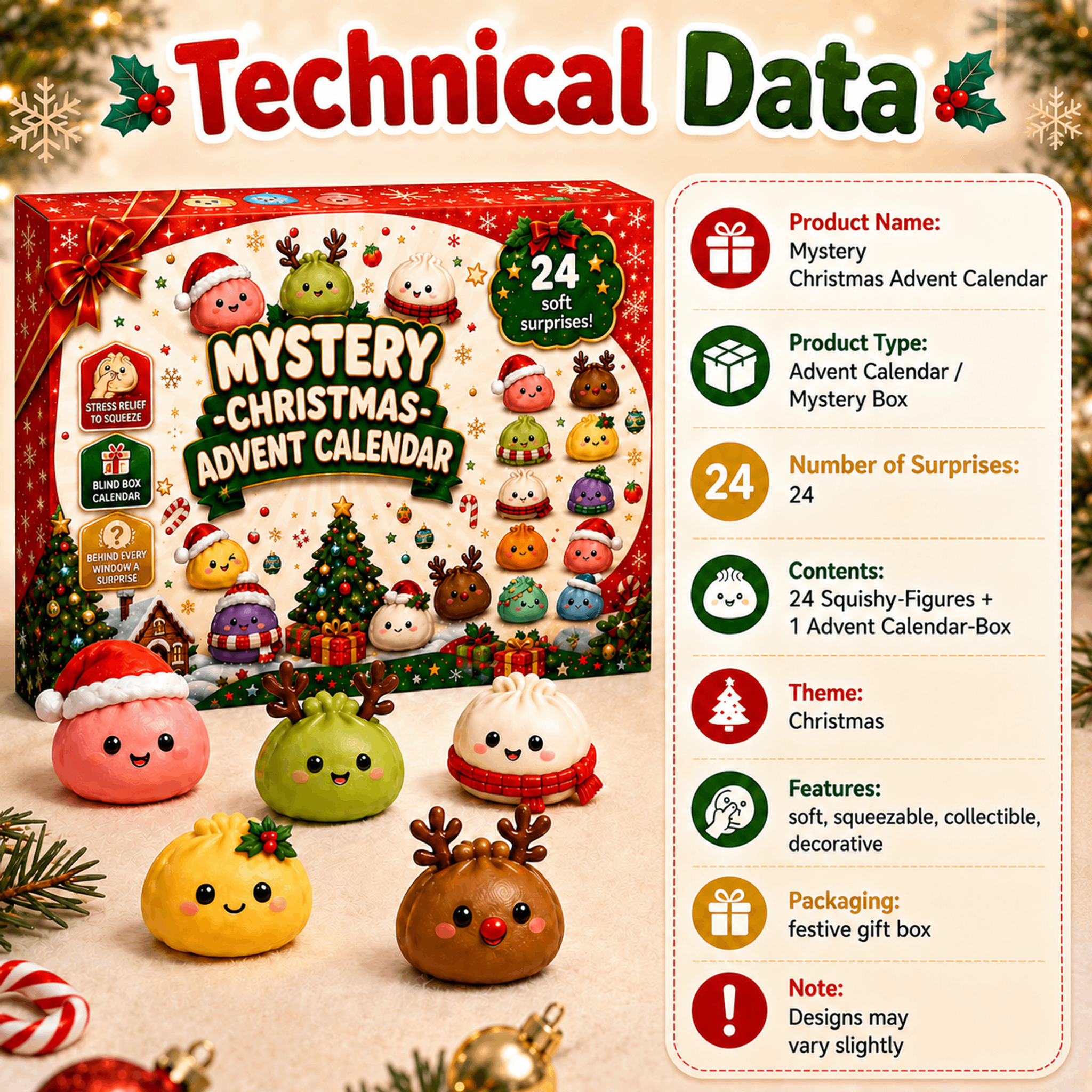 🎄 Christmas Advent Calendar – 24 Squishy Surprises