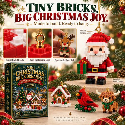 🎄24-day mini Christmas calendar with building blocks | 24 unique Christmas motifs that can be assembled, with hanging loops for Christmas trees, garlands and festive decorations 🧱