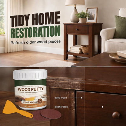 🚪Wood Repair Filler Putty – Fills Cracks & Chips, Smooths Surfaces, Blends with Dark Wood