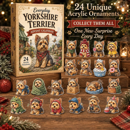 💥✨Yorkshire Terrier 2D Advent Calendar – 24 Unique Yorkie Acrylic Ornaments & Daily Christmas Surprises