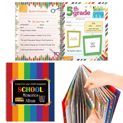 📖School Memory Book with 14 Keepsake Pockets