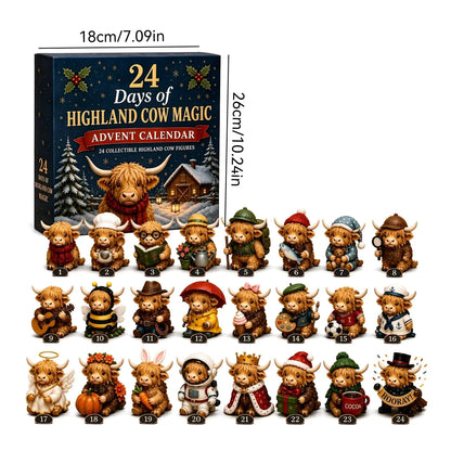 24-Day Highland Cow Advent Calendar | Collectible Christmas Countdown Gift Box