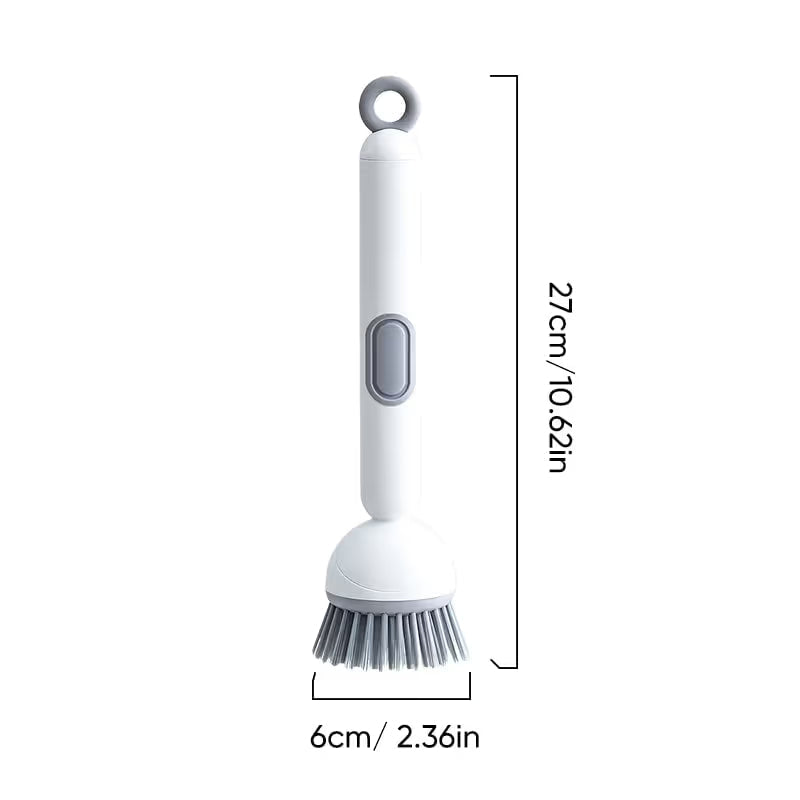 6-in-1 Dish Brush with Detergent Dispenser 360° Rotating Scrubber