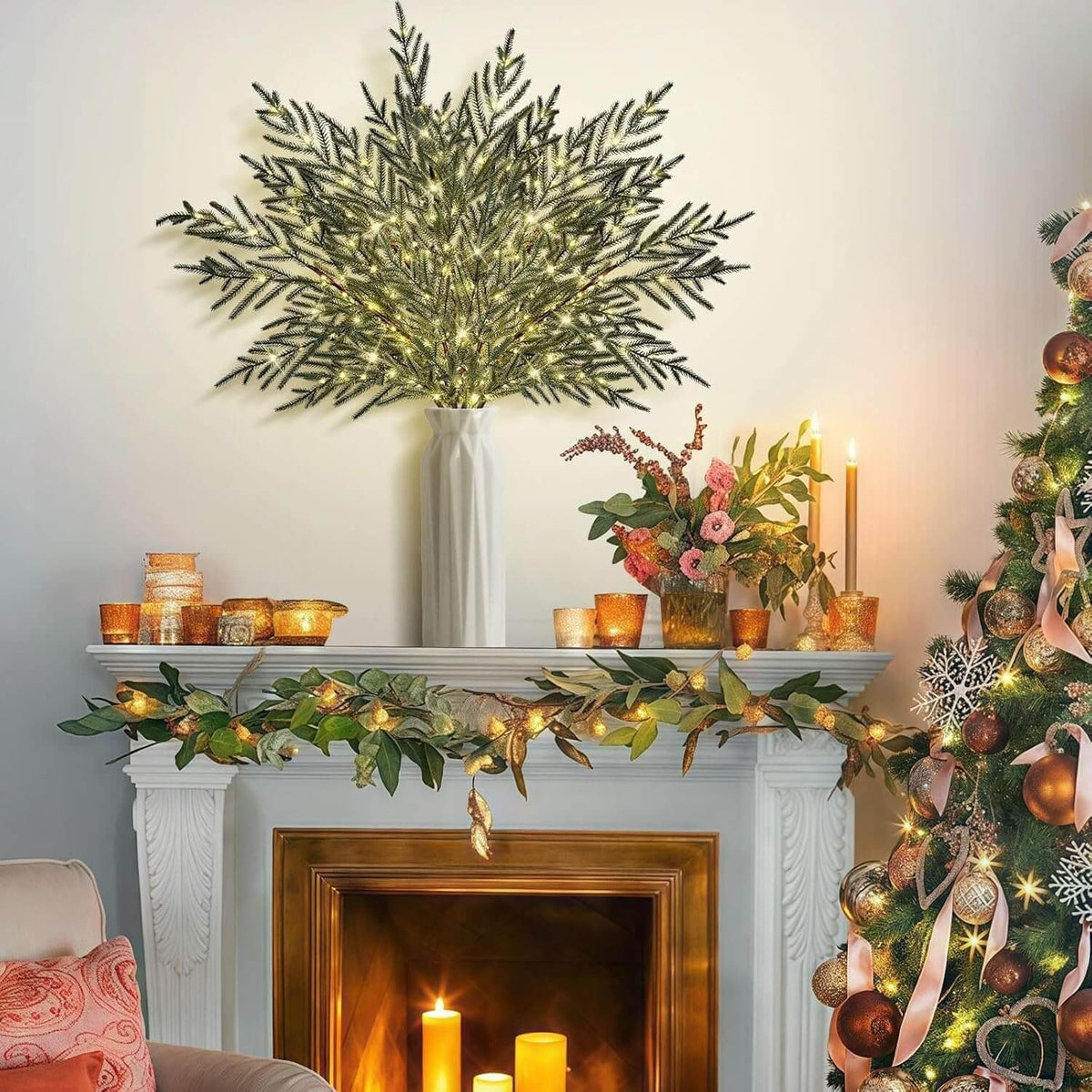 🔥Christmas Sale🎁🎄36" Christmas Lighted Norfolk Pine Branches