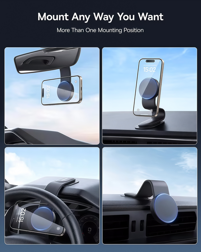 🚗 MagSafe Car Mount – 25N Strong Magnetic Phone Holder with Bendable Memory Titanium Alloy, 360° Rotation & 3M Adhesive Dashboard Mount for iPhone 16/15/14/13 & Android