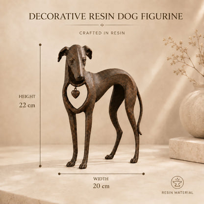 🐾Heritage Heart Sighthound Sculpture – Vintage Resin Dog Accent for Timeless Interiors