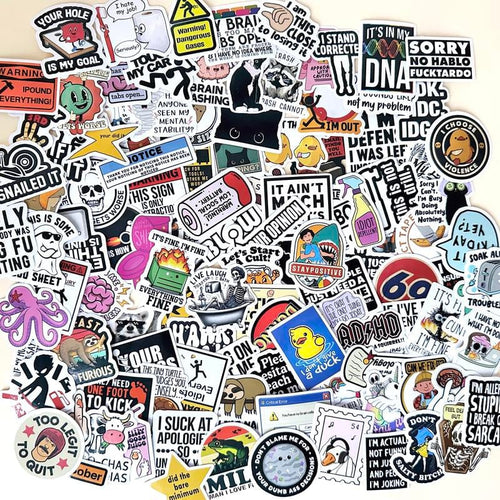 130PCS Funny Saying Sticker Pack - Snarky, Sarcastic Bold Humor Vinyl Waterproof Meme stickers for laptop, computer, water bottle, ipad, phones bumper folding chair sticker pack