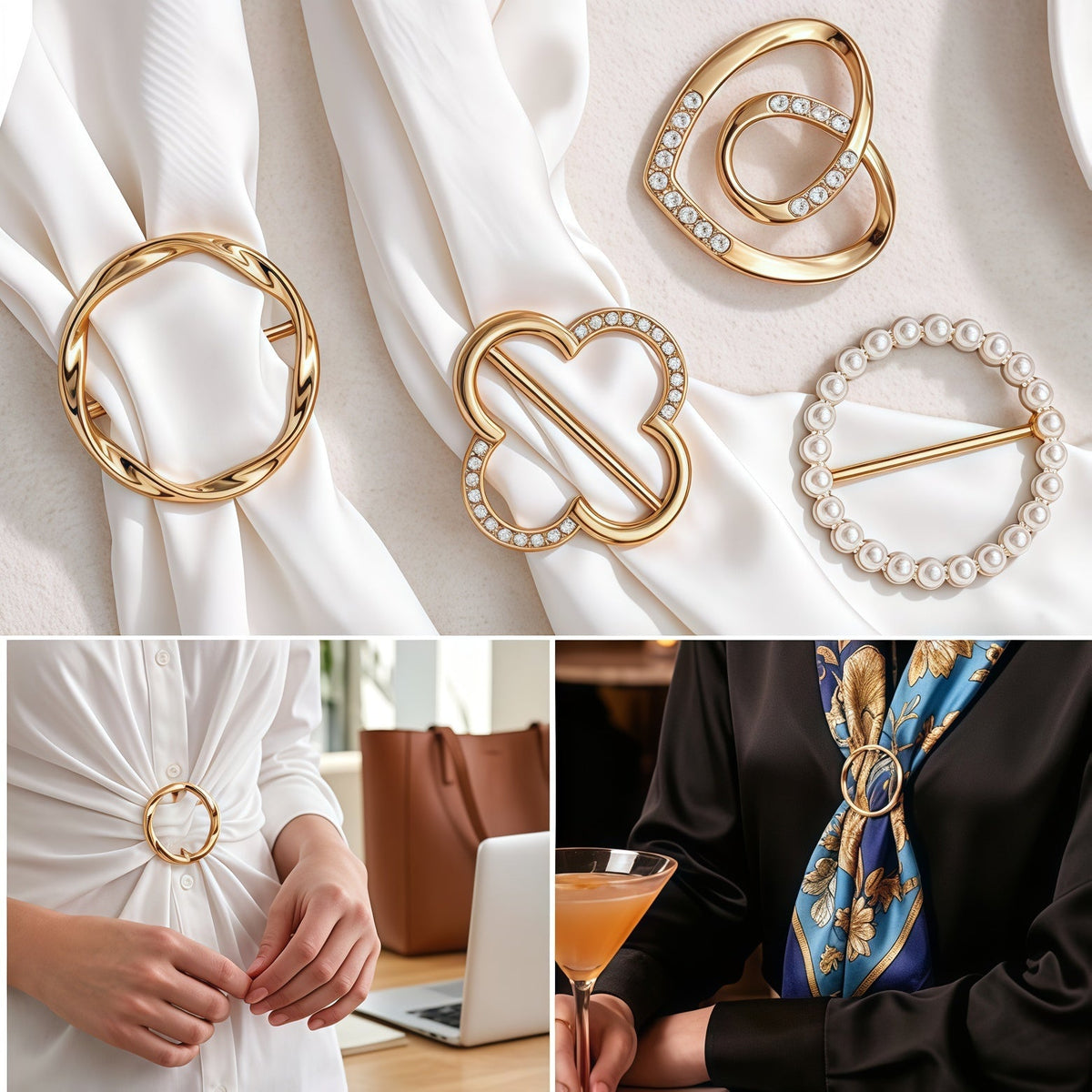 4-Piece Fashion Scarf & Shirt Styling Retaining clip Set