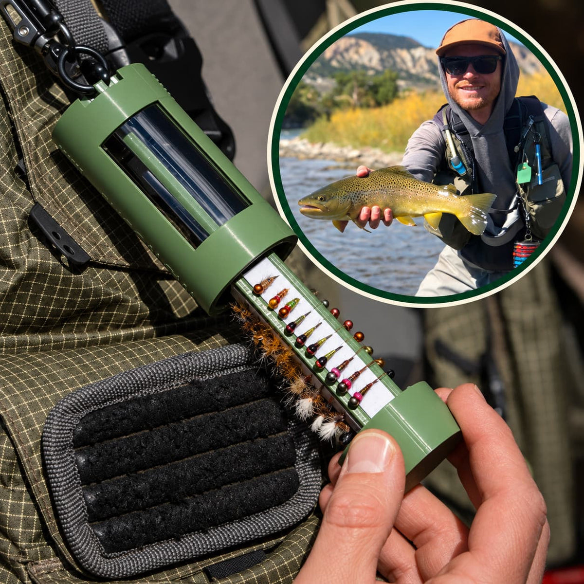 Clip-On Fly Box Lightweight Magnetic Fly Storage with Quick One-Handed Access