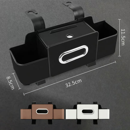 🎁Hot Sale Promotion🔥Leather and Fabric Car Organizer with Cup Holder, Tissue Box, Mobile Phone Holders