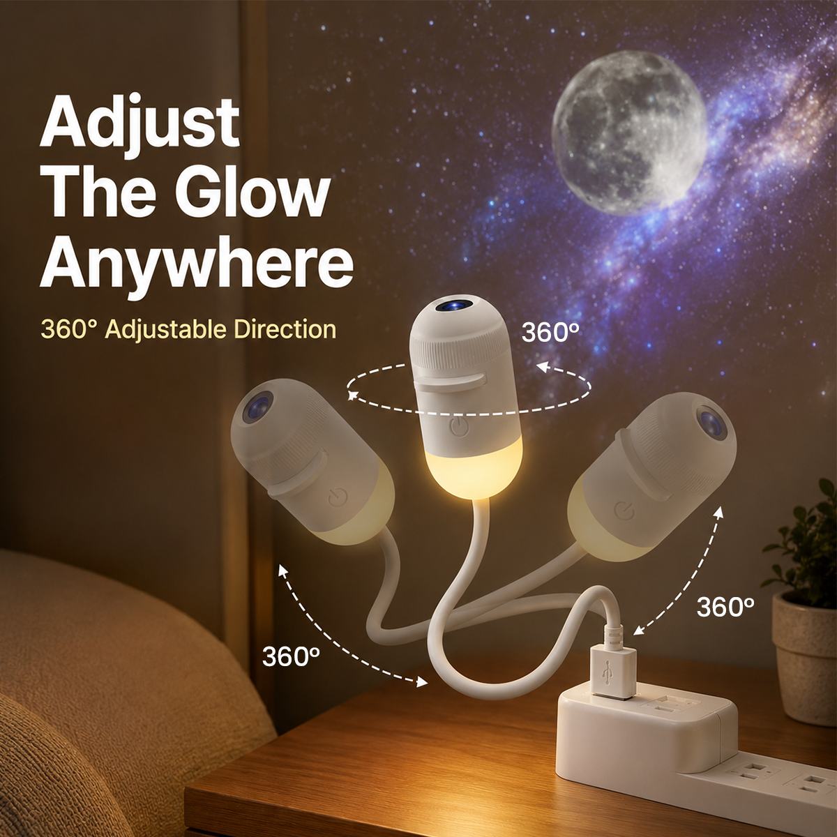 💡🌃2-in-1 Galaxy Star Projector USB Night Light for Indoor Decor