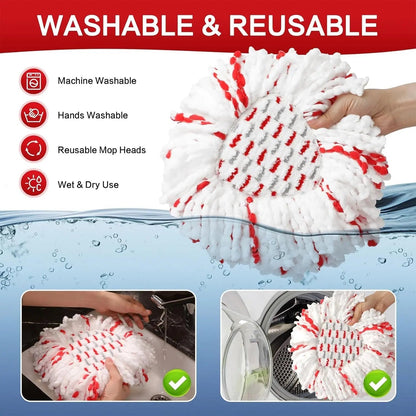 3-Pack Spin Mop Replacement Heads – Microfiber with Built-In Scrub Pads