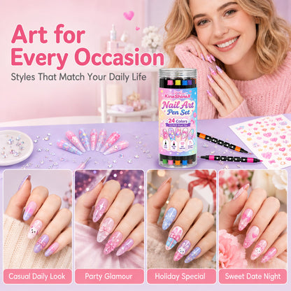 🎉Over 35k+ Sold!💅🎨24‑Colors Dual‑Ended Nail Art Pens‑DIY Manicure Drawing Set🎁