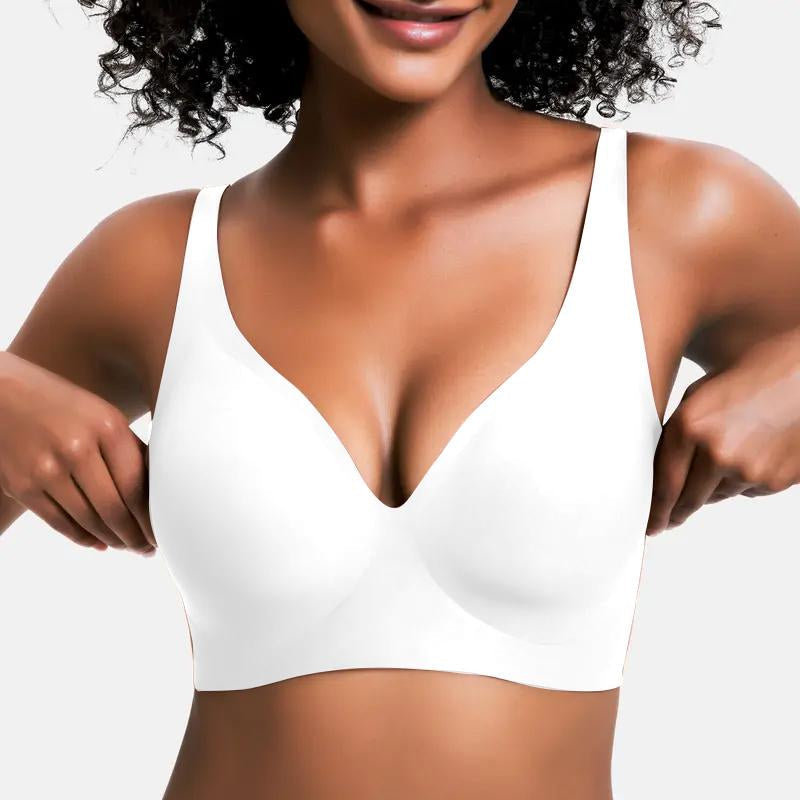 🎁🔥Womens Comfortable Wireless Bras Push Up Bralettes Seamless Tshirts Bras Deep V Everyday Bras