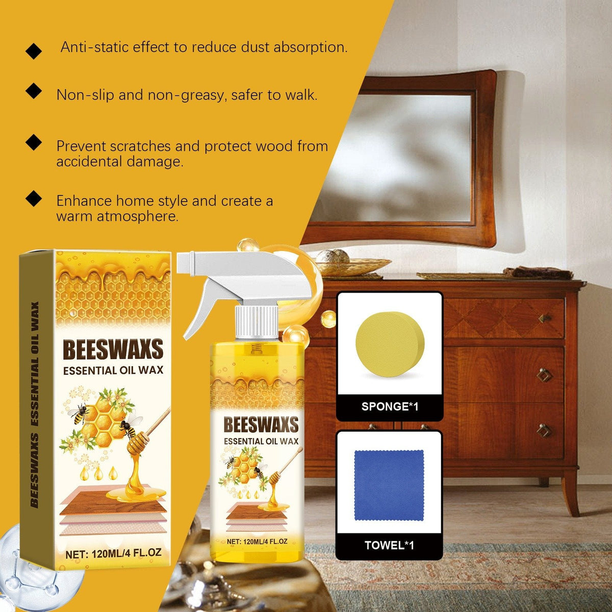 🌟🎉Wood Polishing Beeswax Spray