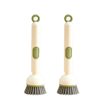 6-in-1 Dish Brush with Detergent Dispenser 360° Rotating Scrubber