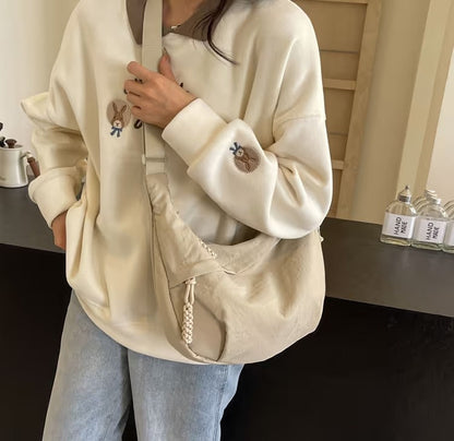 🏆5k sold this week!🔥Designer Direct Sales👜Women's Fashion Plain Color Nylon Crossbody Hobo Bag