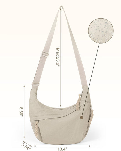 🏆5k sold this week!🔥Designer Direct Sales👜Women's Fashion Plain Color Nylon Crossbody Hobo Bag