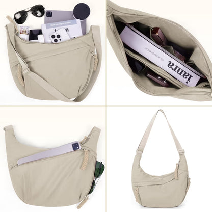 🏆5k sold this week!🔥Designer Direct Sales👜Women's Fashion Plain Color Nylon Crossbody Hobo Bag