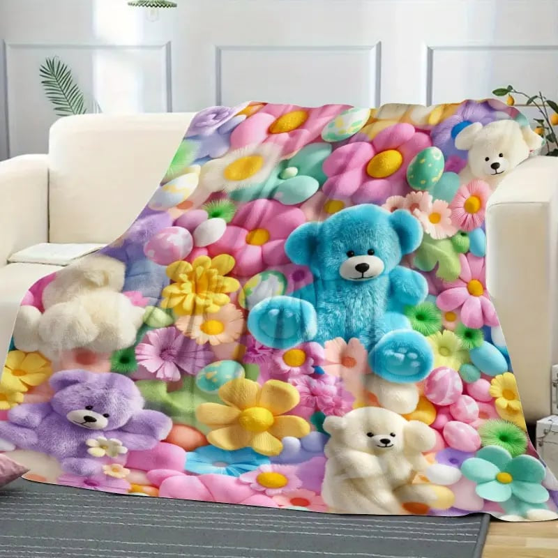 Teddy Pastel Floral Print Throw Blanket