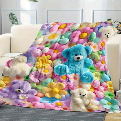 Teddy Pastel Floral Print Throw Blanket