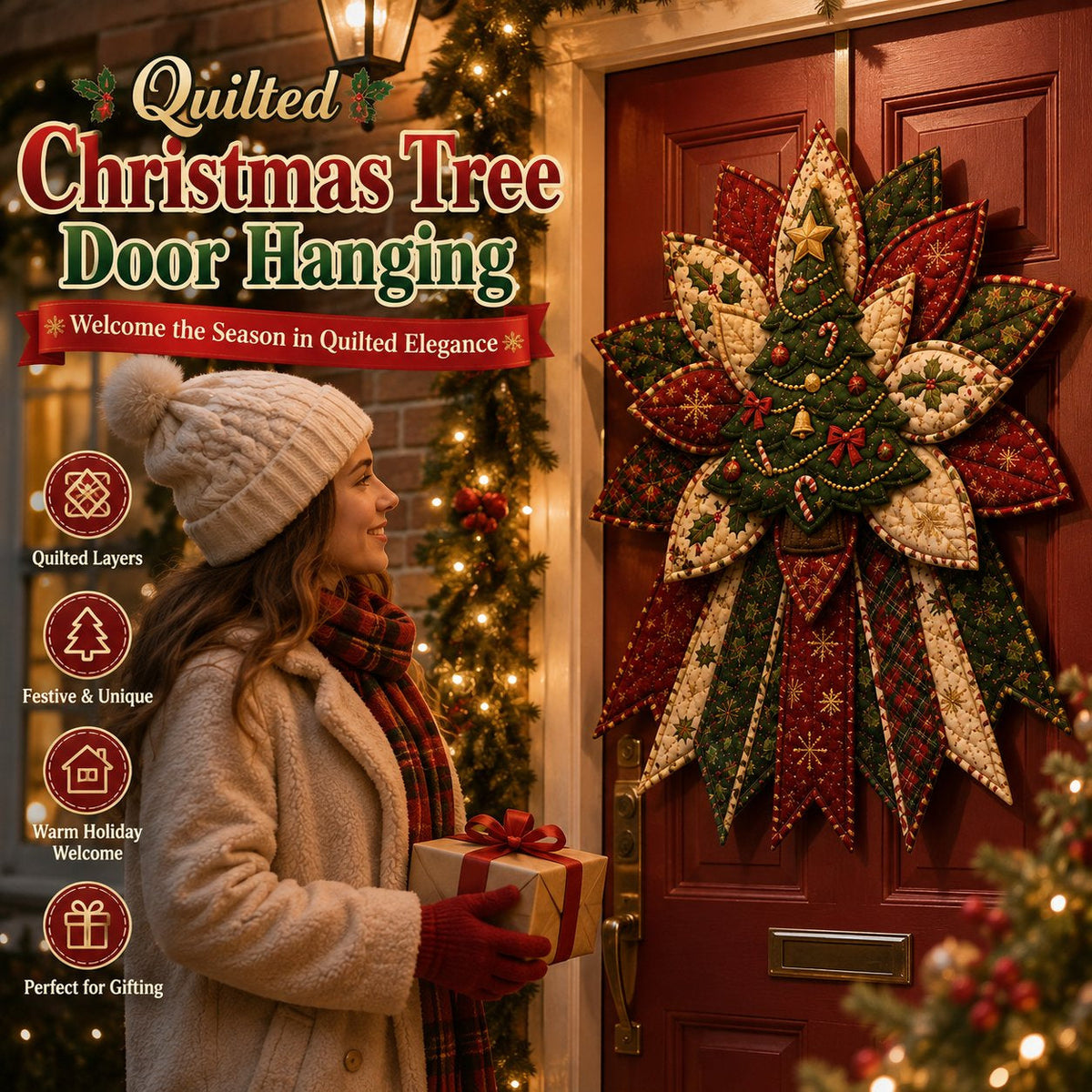 🎄Beginner-Friendly Oversized Christmas Character Quilted Door Hanger Sewing Kit | Complete Kit with All Tools & Step-by-Step Guide Included 💕