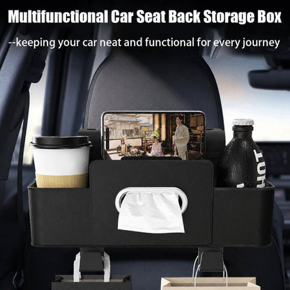 🎁Hot Sale Promotion🔥Leather and Fabric Car Organizer with Cup Holder, Tissue Box, Mobile Phone Holders