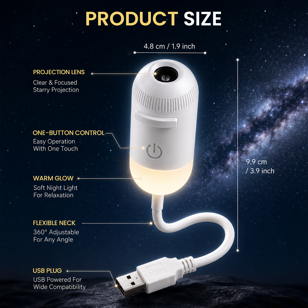 💡🌃2-in-1 Galaxy Star Projector USB Night Light for Indoor Decor