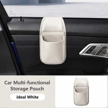 Leather Car Door Storage Pocket Double-Layer Organizer for Phones, Keys & Everyday Driving Essentials