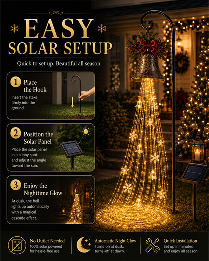 🎄🔔Christmas Bell Cascade Solar Yard Light✨