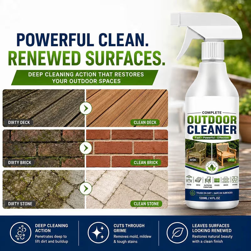 Outdoor Surface Cleaner Spray, Fast Acting Stain Remover for Patio, Wooden Furniture & Outdoor Surfaces