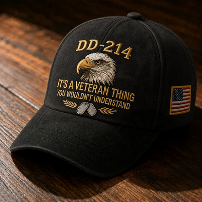 100% Handmade DD-214 Veteran Honor Embroidered Cap