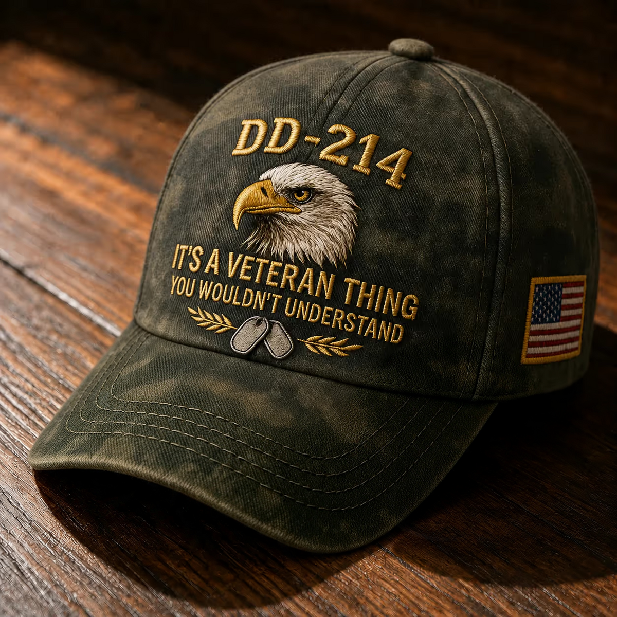 100% Handmade DD-214 Veteran Honor Embroidered Cap