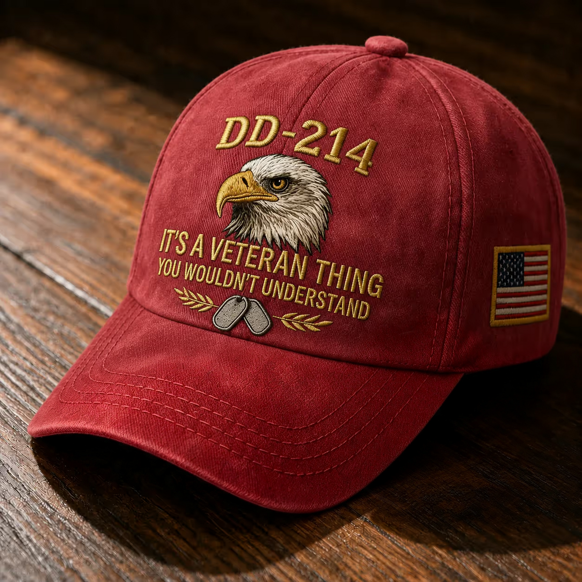 100% Handmade DD-214 Veteran Honor Embroidered Cap