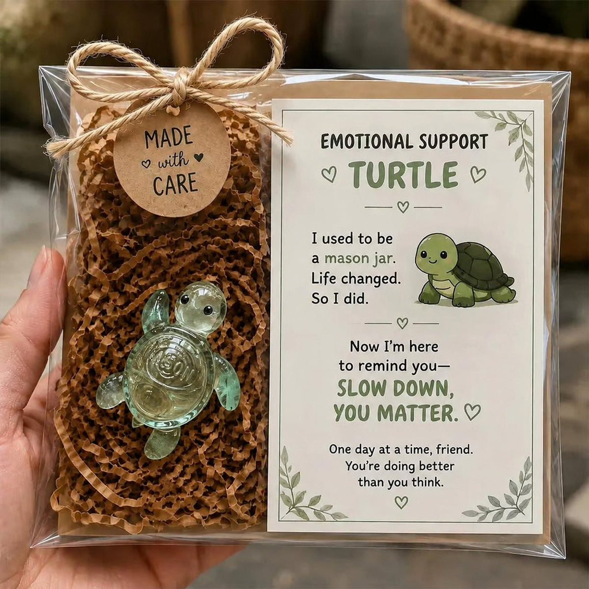 🌸🐝🦛 Emotional Glass Support Animal Gift Set – A Meaningful Little Reminder That You Matter 💕