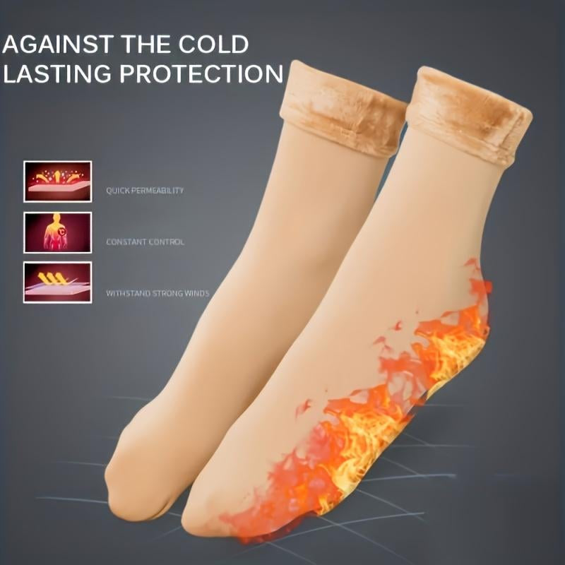 ✦5 Pairs Thick Fleece‑Lined Snow Socks, Cozy Thermal Winter Socks