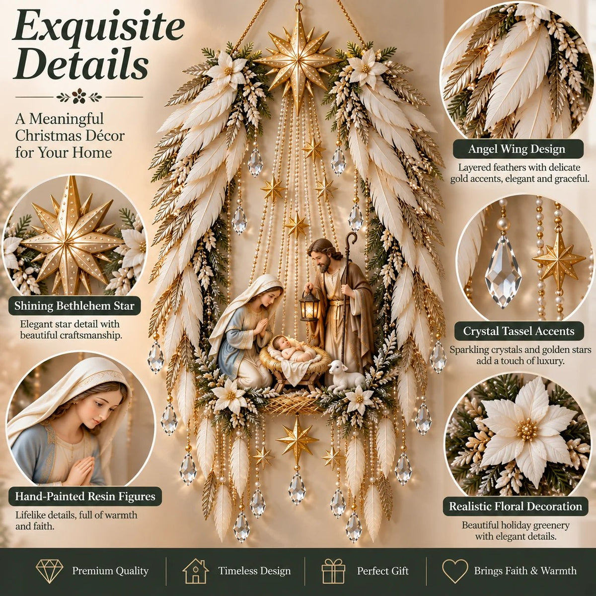 ✨👼 “Heavenly Angel Wings” – Nativity Scene Lighting ✨ – Illuminated Christmas Wall Decoration ✈️