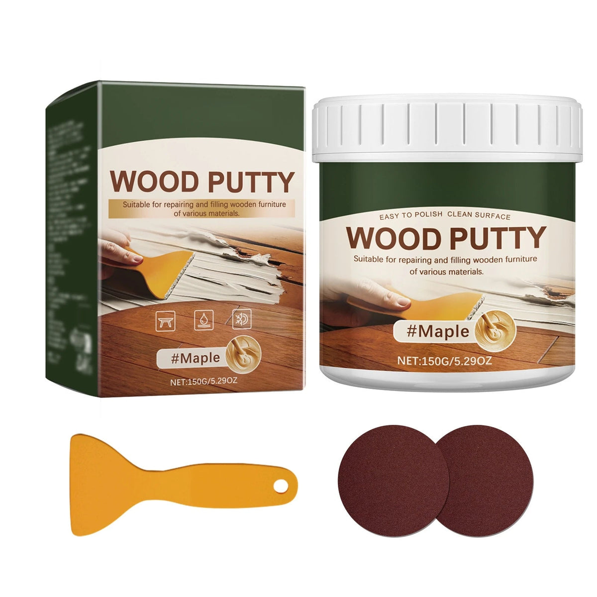 🚪Wood Repair Filler Putty – Fills Cracks & Chips, Smooths Surfaces, Blends with Dark Wood