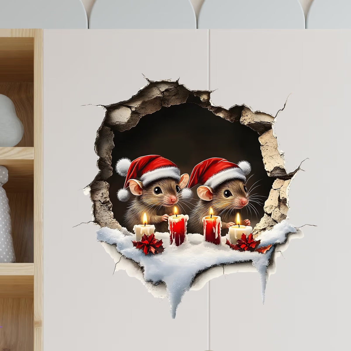 💥🎁"Santa's Breaking In!" 🎅🏿🎅2D Christmas Creative Wall Sticker