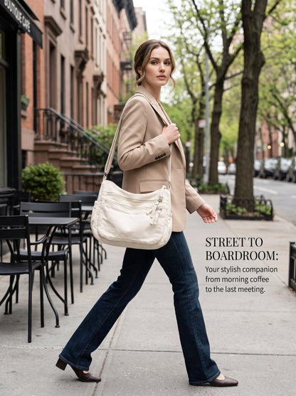 👜✨ Distressed Canvas Messenger Bag – Multi-Zipper Layered Design, Wide Adjustable Strap