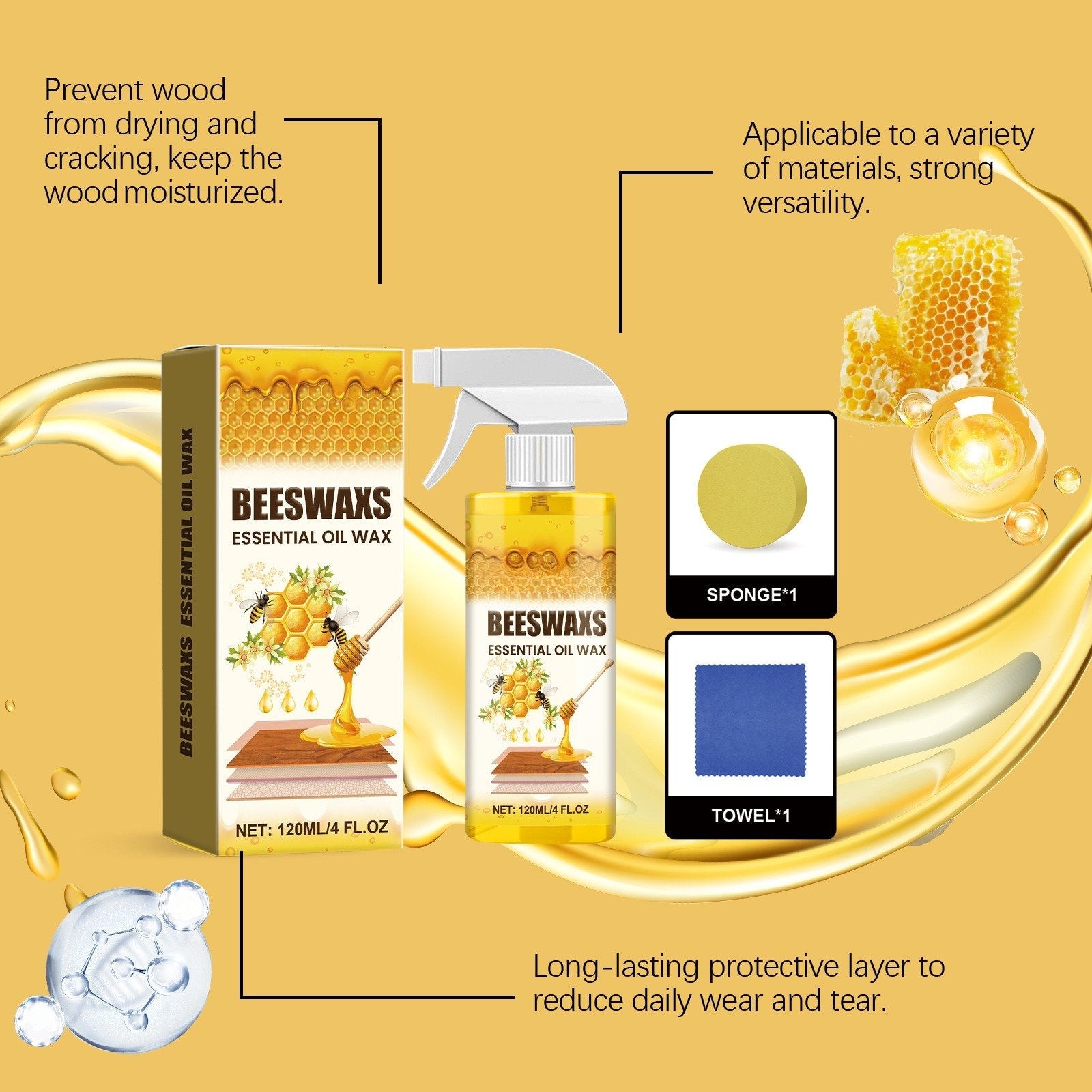🌟🎉Wood Polishing Beeswax Spray