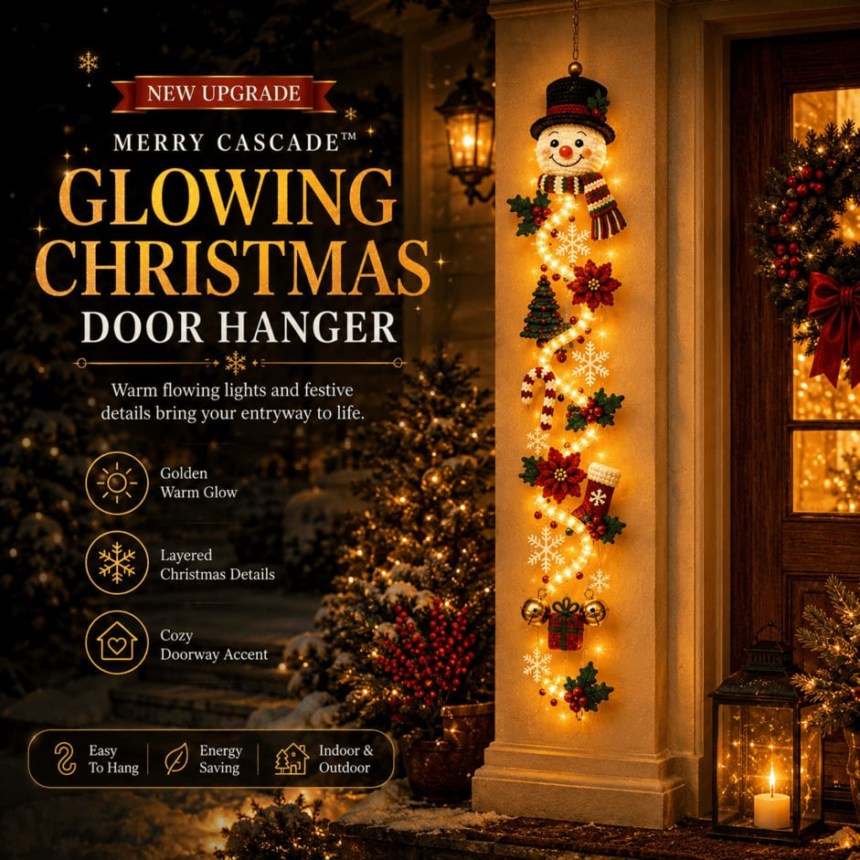 🎄Light-Up Christmas Door Hanger | 6 festive light designs, warm glow, 3D details, and space-saving vertical decor ✨